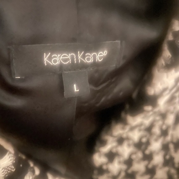 Karen Kane (Large) Monochrome Houndstooth 3/4 Length Cape Sleeve Luxury Blazer - Picture 3 of 11